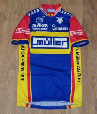 Muller Gerber Descente Switzerland Rare Vintage Cycling Jersey Size Xl
