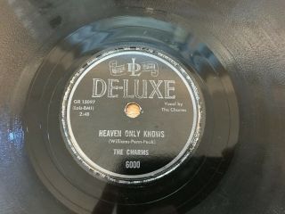 THE CHARMS: Heaven Only Knows/ Loving Baby Rare Doo Wop 78RPM De - Luxe 6000 VG - 2