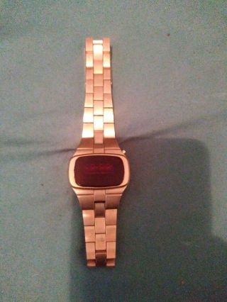 Vintage Red Led Watch.  Very Rare Face Shape.