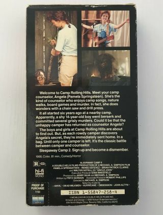 Sleepaway Camp II: Unhappy Campers VHS Nelson slipcase Slasher 1988 Part 2 RARE 2