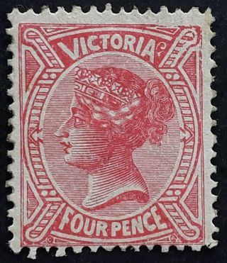 Rare 1881 - Victoria Australia 4d Rose Carmine Naish&bell Design Stamp