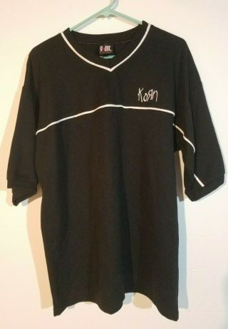 Vintage Korn Short Sleeve Shirt Embroidered Logo Size Xl Usa Rare