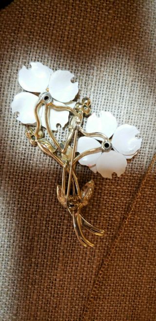 Rare and Vintage 1940 ' s CORO signed long stem flower Brooch 4
