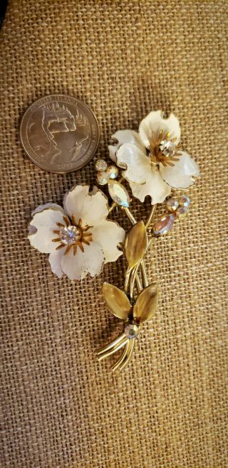 Rare and Vintage 1940 ' s CORO signed long stem flower Brooch 5