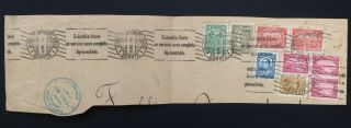 1927 Rare Colombia To London Scadta Cover Piece Inc C49 & C50,  9 Adhesives