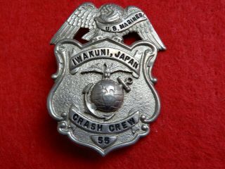 Rare Vietnam War Period Us Marine Corps Usmc Crash Crew Badge Iwajuni Japan