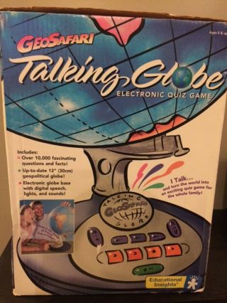 1996 Rare Vintage Educational Insights Geosafari World Talking Globe Learning