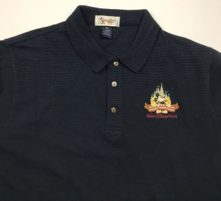 Vintage Rare Walt Disney World Golf Polo Shirt Men’s Large Navy Blue