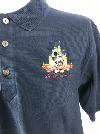 Vintage Rare Walt Disney World Golf Polo Shirt Men’s Large Navy Blue 4
