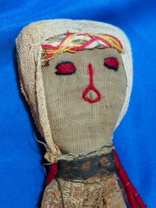 Rare Antique - VTG Corn Husk Doll Handmade Folk Art Native American Indian Cloth 2