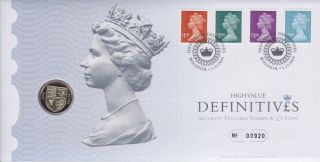 Gb Stamps First Day Cover 2009 High Value Machins & Rare Uncirculated £1 Coin