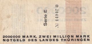 Germany 2 Million Mark Notgeld Thüringen 1923 Bauhaus Herbert Bayer RARE (B228) 2