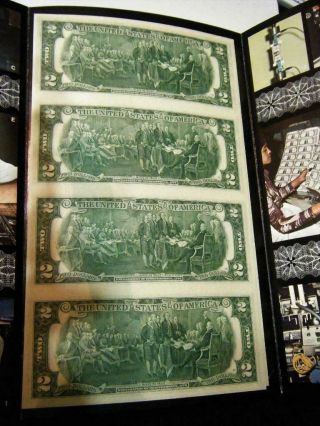 1976 $2 Dollar Rare 4 Note Sheet 2 Frn,  Cleveland (d - 4) Star Note Hi - Gem See Pix