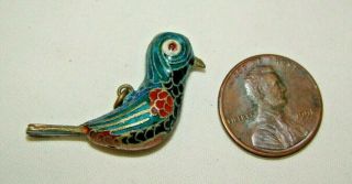 Vintage Rare Cloisonne Tiny Bird Pendant Charm 1 "