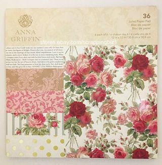 Anna Griffin 12x12 Single Sided Scrapbook Paper Pad 36 Sheet Juliet Floral Rare
