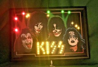 Kiss Rare Light - Up Sign With Power Cord Hard To Find