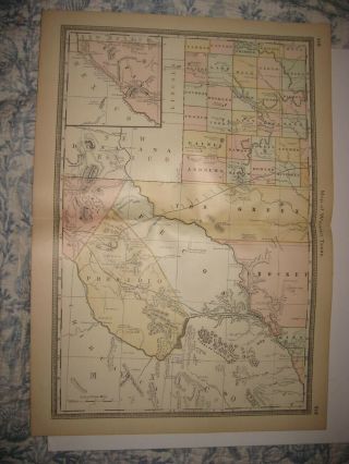 Fine Large Antique 1885 West Western Texas Map Presidio Pecos Railroad Rare Nr