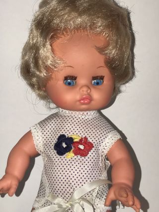 Rare Vintage Furga Blonde Blue - Eyed Soft Vinyl Baby Doll Outfit 12 " Euc