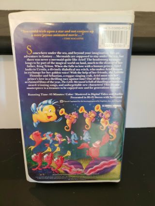 Disney The Little Mermaid VHS Black Diamond Classic Rare Banned Art Cover 2