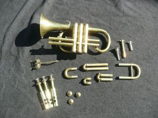 RARE OLD Bb FRENCH CORNET by MICHAUD NEUDIN around 1880 - PLAYABLE GOOD COND 2