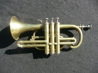 RARE OLD Bb FRENCH CORNET by MICHAUD NEUDIN around 1880 - PLAYABLE GOOD COND 5