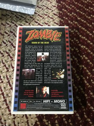 ZOMBIE DAWN OF THE DEAD GERMAN PAL HORROR SOV SLASHER RARE OOP VHS BIG BOX SLIP 3