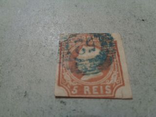 Portugal Very Rare Stamp Of 5 Reis Maria Ii