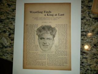 Jim Londos Wrestling King At Last 1930 The Arena Sheet Rare