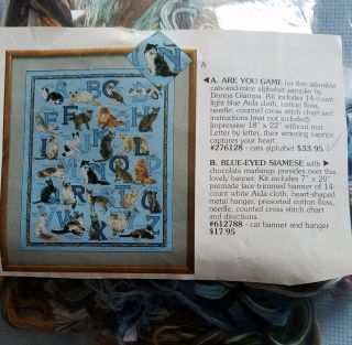 Vintage Rare janlynn Counted Cross Stitch Kit CAT & MOUSE ALPHABET SAMPLER 3