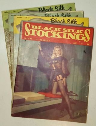 Rare Vintage Pin - Up Magazines 1958 Black Silk Stockings Vol.  1