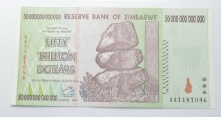 Rare 2008 50 Trillion Dollar - Zimbabwe - Uncirculated Note - 100 Series 691