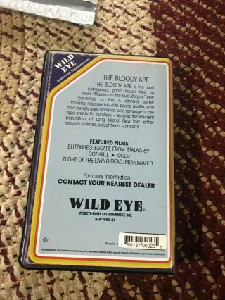 THE BLOODY APE HORROR SOV SLASHER RARE OOP VHS BIG BOX SLIP 3