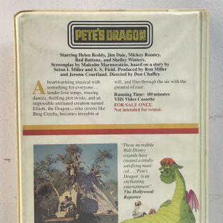 Pete ' s Dragon VHS Cassette Tape Walt Disney Home Video White Clamshell 10VS Rare 4