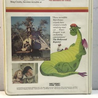 Pete ' s Dragon VHS Cassette Tape Walt Disney Home Video White Clamshell 10VS Rare 5