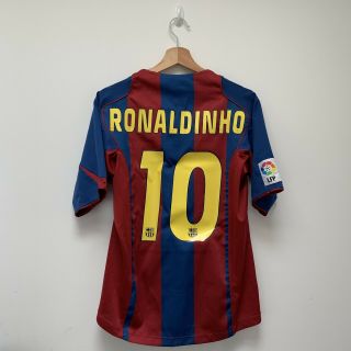 Nike Barcelona Home Shirt (s) 04/05 Ronaldinho Football Jersey Small Retro Rare