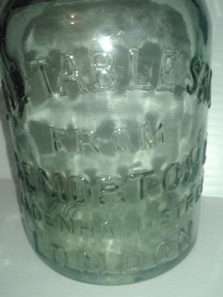 Antique Table Salt C&e Morton Green Large Salt Jar London Rare