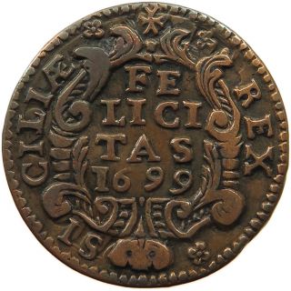 Italy States Grano 1699 Rare Carlo Ii.  Sicily T60 421
