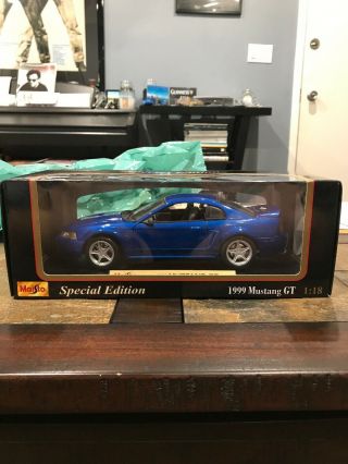Rare Maisto Special Edition 1999 Ford Mustang Gt Bright Atlantic Blue 1:18