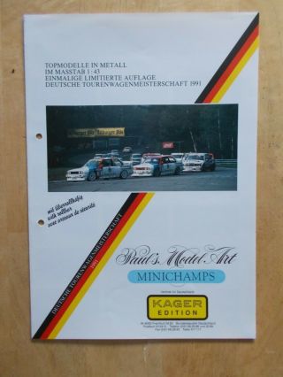 Rare 1991 Minichamps Dtm Brochure One Of 1st Catalogs Made Bmw Mercedes Audi