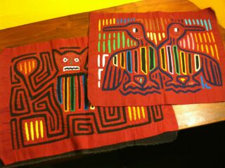 Rare Cuna Mola Bat,  Bird Fabric Applique Hand Made By San Blas Indians Panama