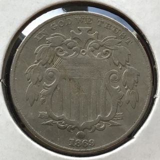 1869 Shield Nickel 5 Cents 5c Better Grade Rare 12734