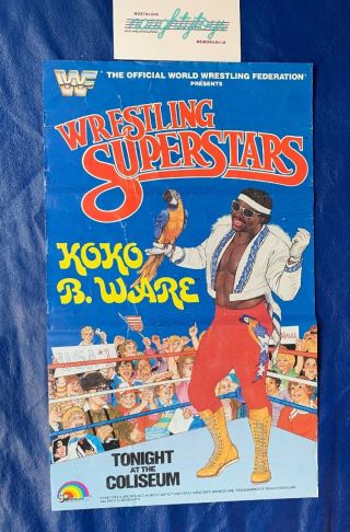 Wwf Ljn Koko B Ware Wrestling Figure Poster Vtg 80’s Rare 1987 Wwe Titan Sports