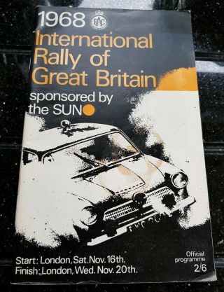 Rare 1968 Rac Rally Of Great Britain Programme Cortina Escort Mk1 Mini Cooper