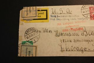 Rare 1934 Germany to US cover with 1933 Zeppelin stamp front only 3