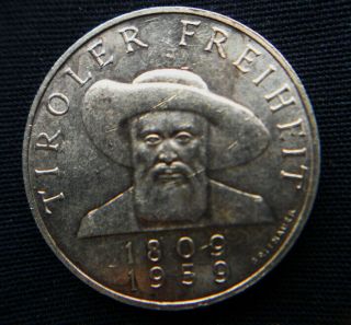 1959 Rare Austria Silver Coin 50 Schilling 150th Xf,  Liberation Tyrol