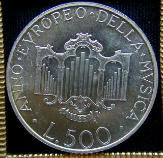 1985 Italy Rare Silver Coin 500 Lire Unc European Year Of Music
