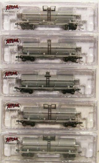 5 N Scale Atlas Undecorated Tank Cars Knuckle Couplers Decals Rare.  Scroll Down