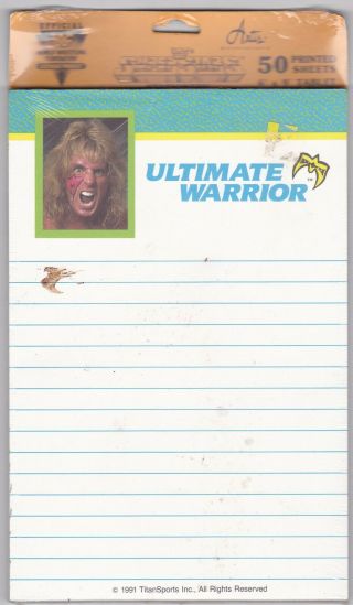 Rare 1991 Titan Sports Ultimate Warrior 50 Printed Sheets Notepad