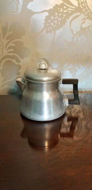 Vintage Aluminum Wear Ever 3002 Small Coffee Pot Percolator Rare Clear Lid Pull