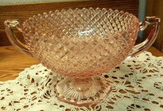 Rare Vtg Westmoreland Glass Pink English Hobnail Loving Cup Console Bowl